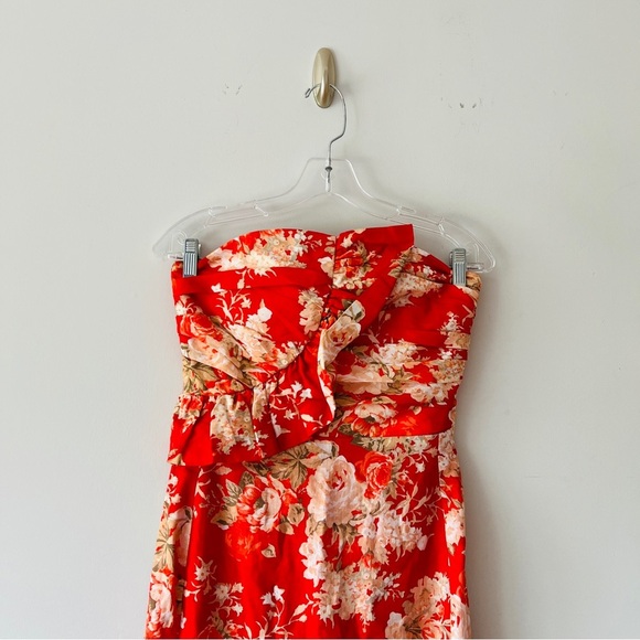 New Sezane Robe Pauline Floral Rouge Midi Dress Size 4​ - Picture 3 of 9